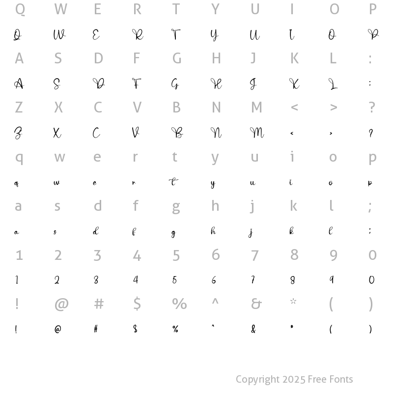 Character Map of Hello Enjoyment Regular