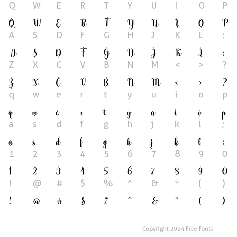 Character Map of Hello Georgina Love Regular