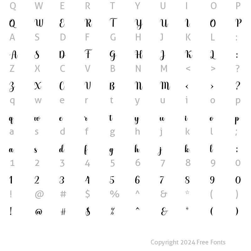 Character Map of Hello Georgina Script Regular