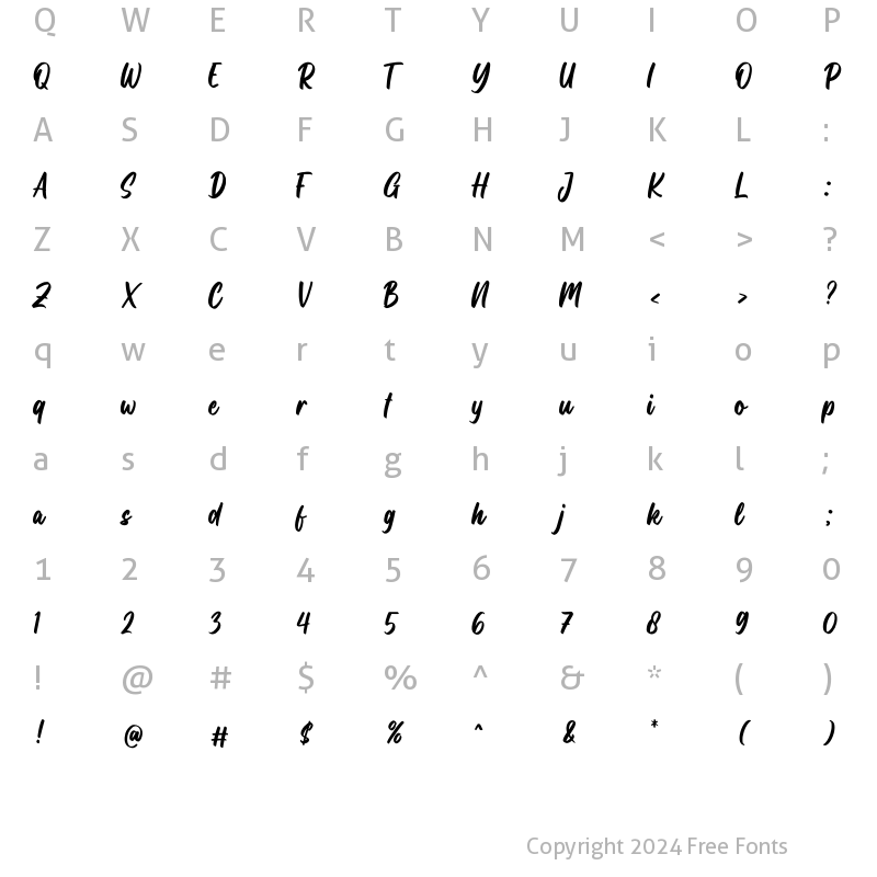 Character Map of Hello Honey Regular