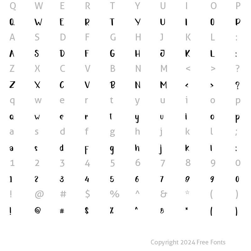 Character Map of HELLO JUCKY Regular