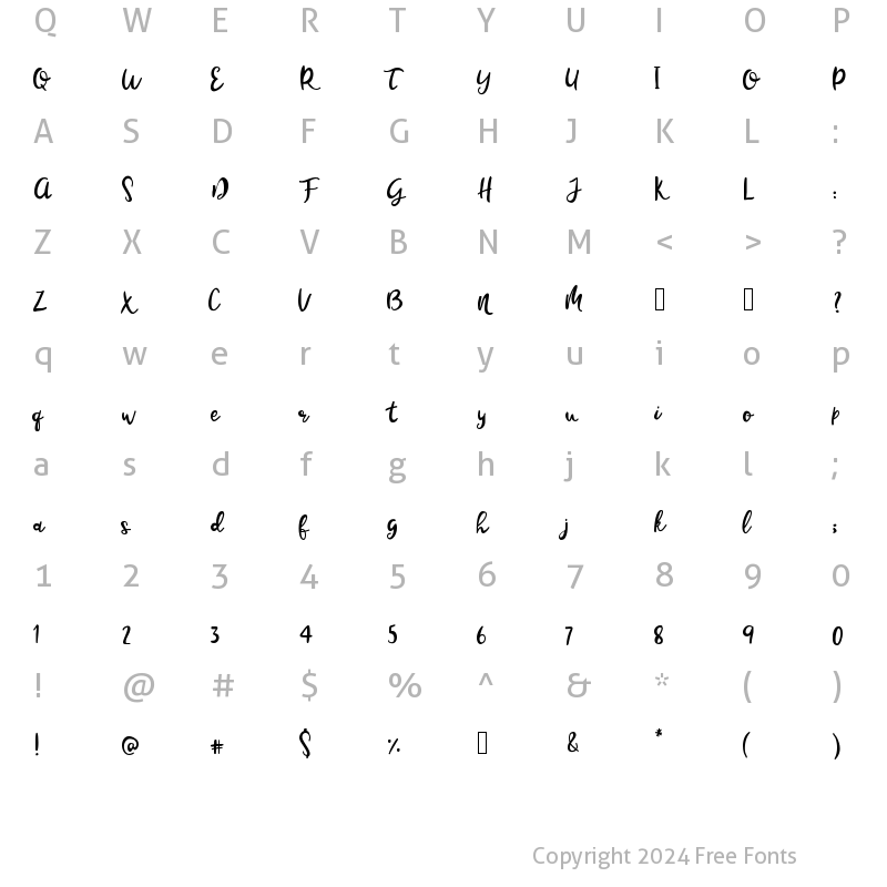 Character Map of Hello Love Regular