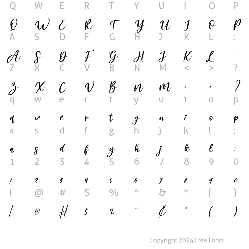 Character Map of Hello Lovely Italic