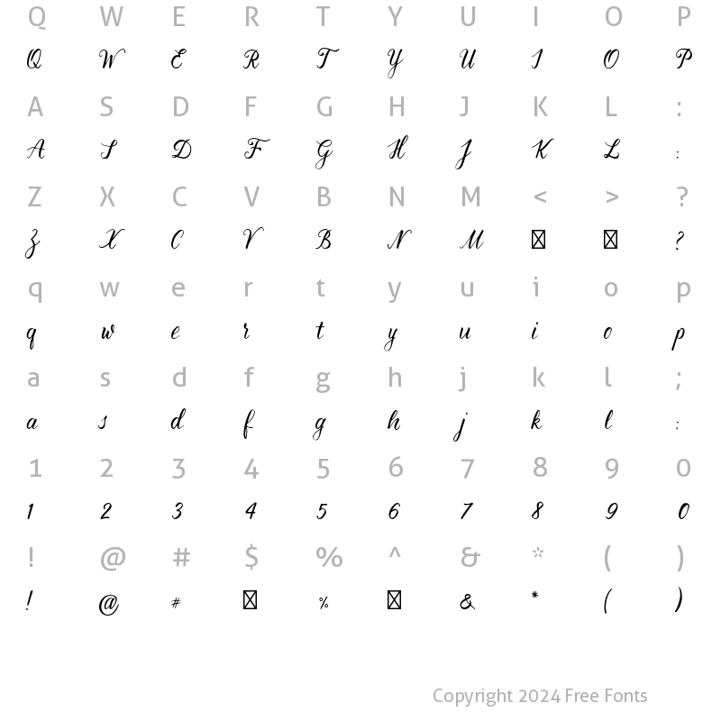 Character Map of Hello, Magic Regular