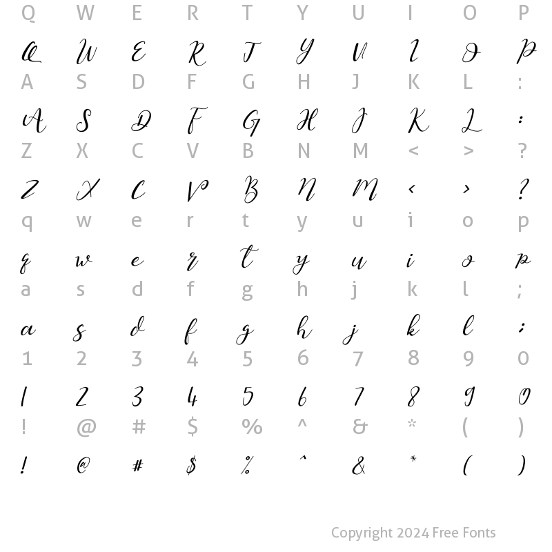 Character Map of Hello Masha Italic