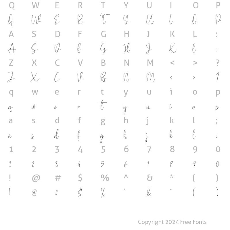 Character Map of Hello Mella Regular