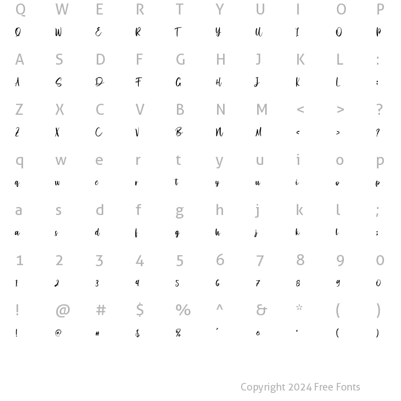 Character Map of Hello Miassond Regular