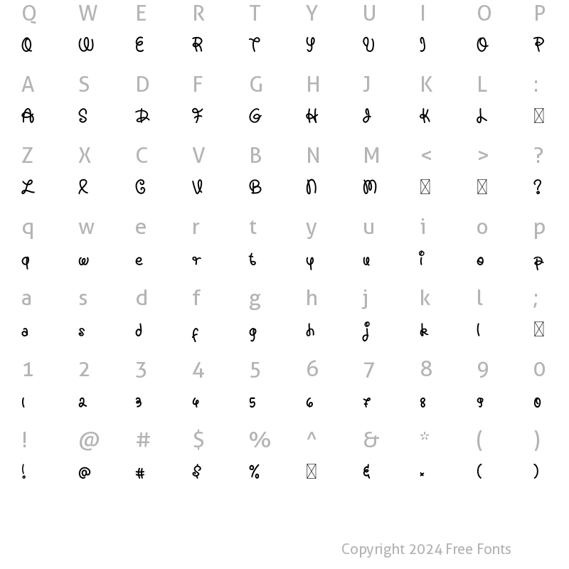 Character Map of Hello Miniy Regular