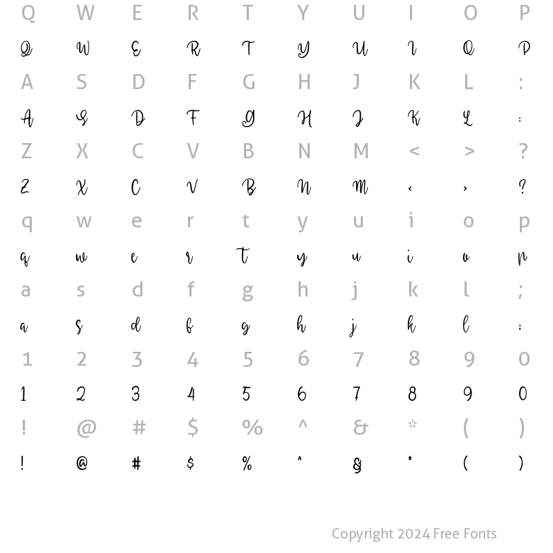 Character Map of Hello Mommy Regular