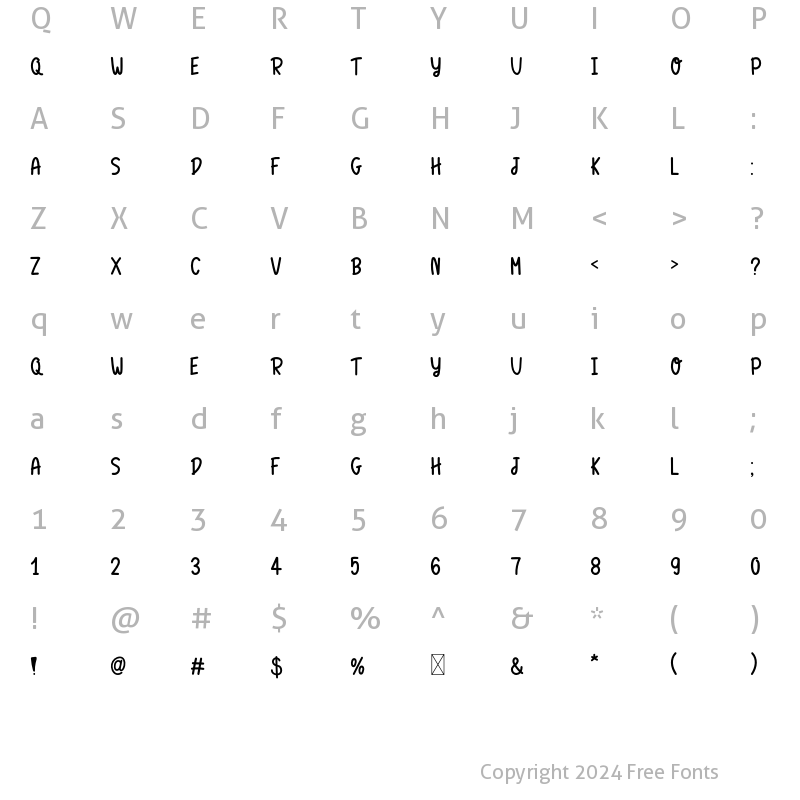 Character Map of Hello Monday Regular