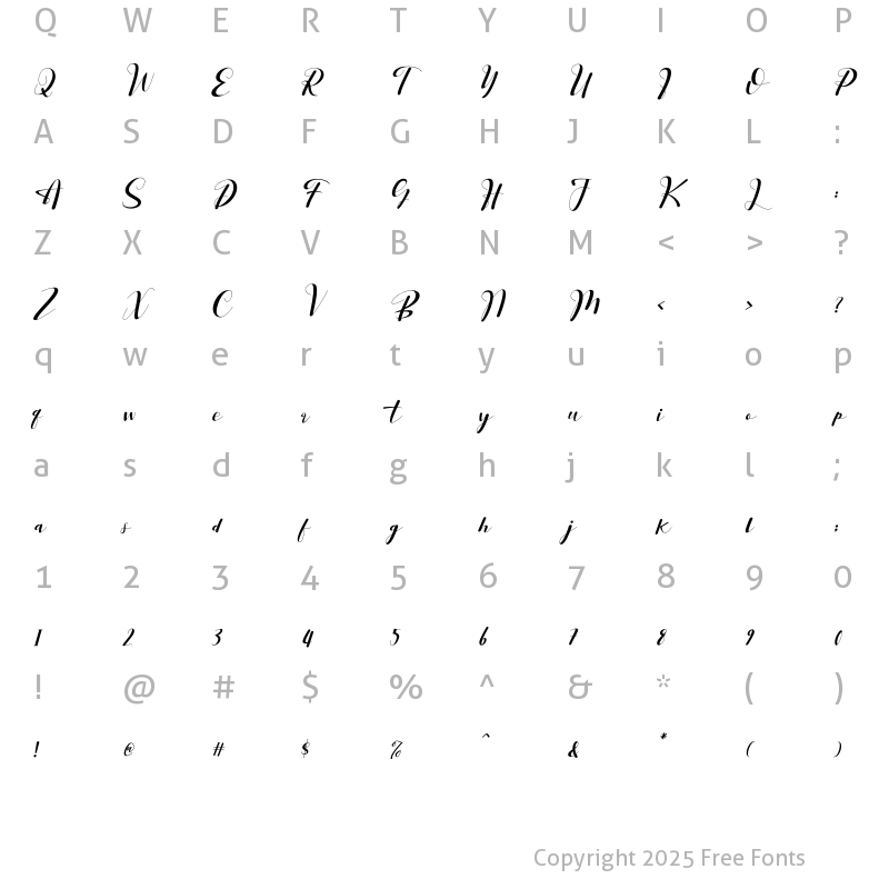 Character Map of Hello Saffana Italic