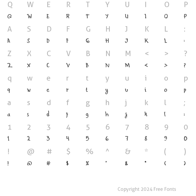 Character Map of Hello Scribbles Clean