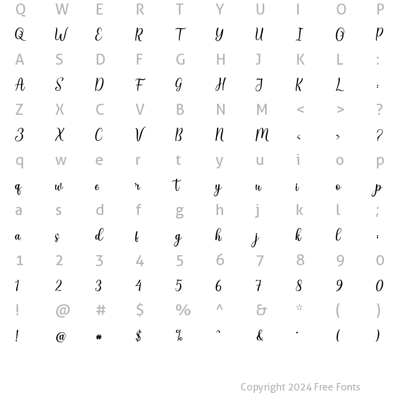 Character Map of Hello Summer Regular