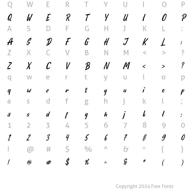 Character Map of Hello Teman Italic