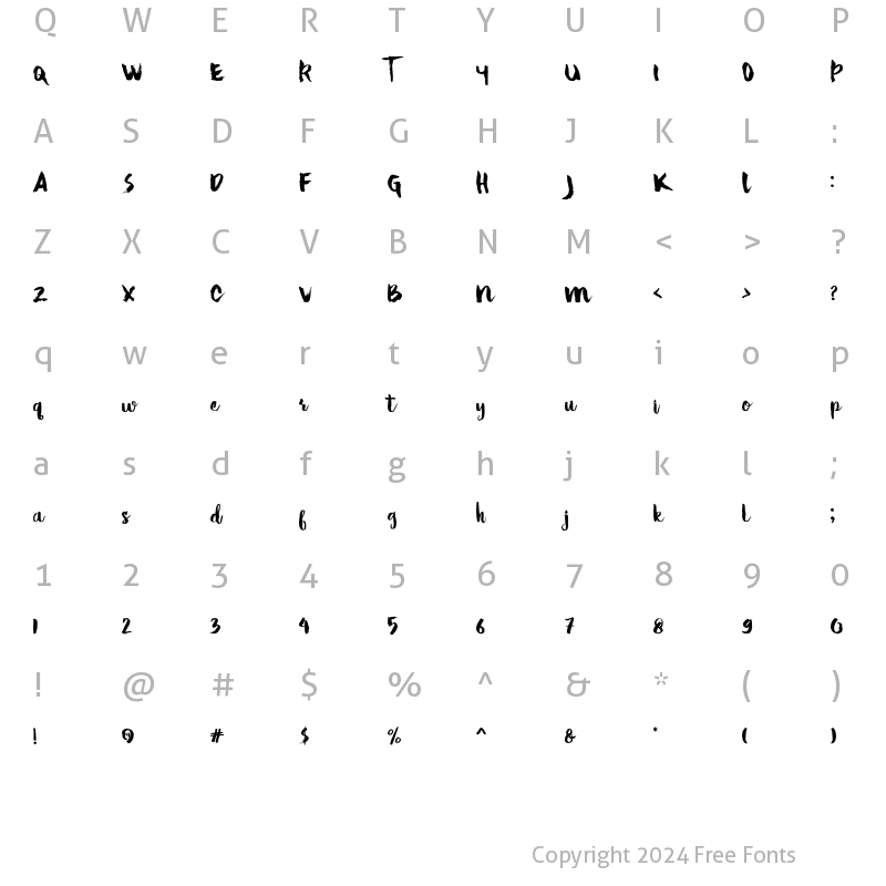 Character Map of Hello Tropical Regular