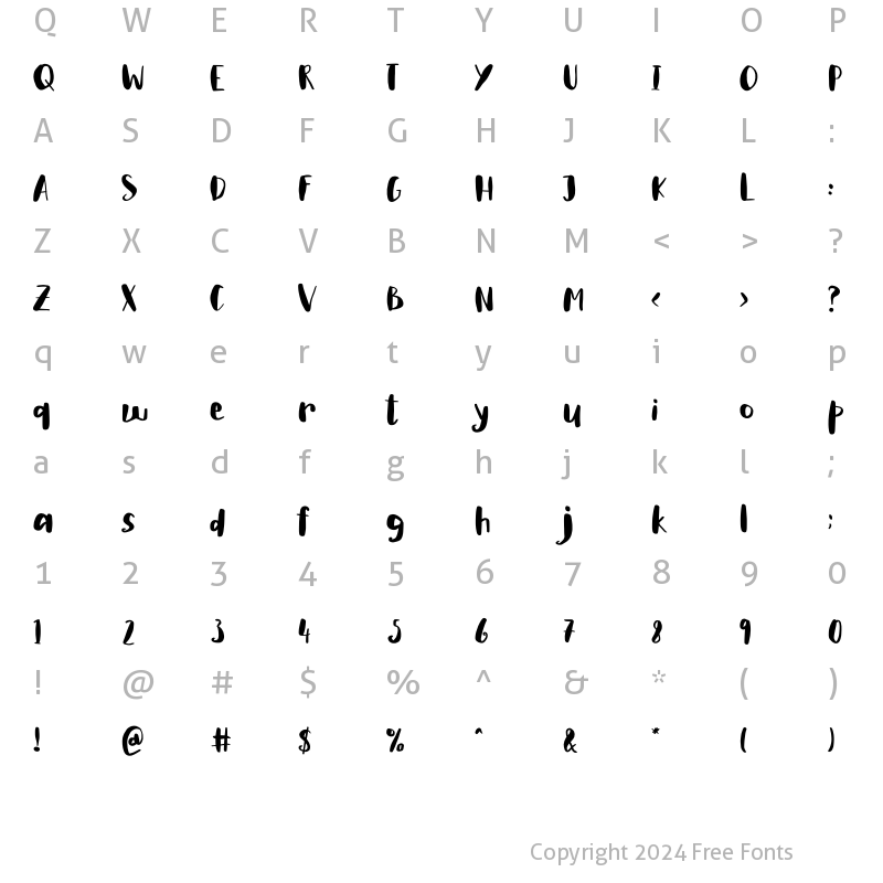 Character Map of Hello Vibes Regular