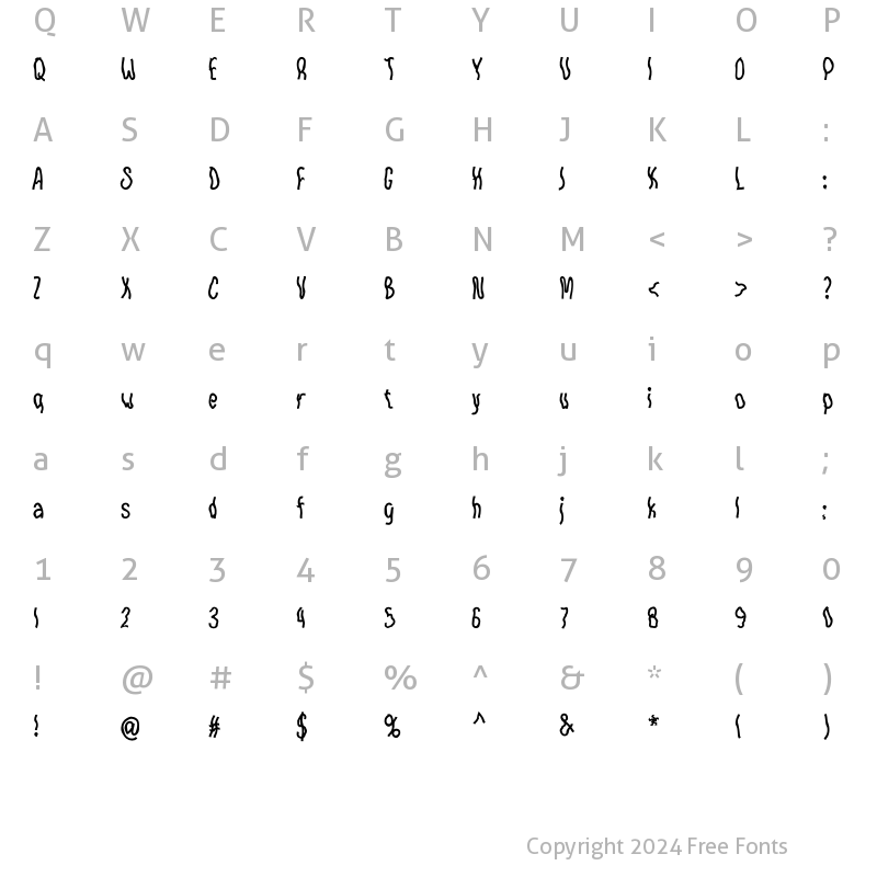 Character Map of Hello Wonderland Regular