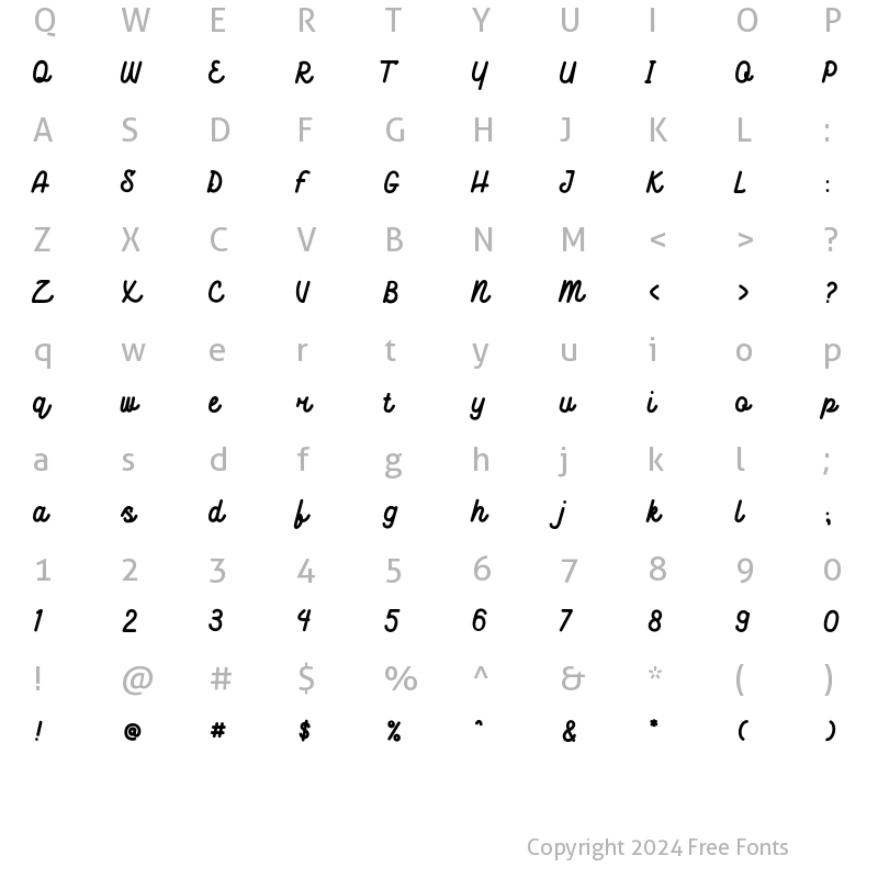 Character Map of Hellodilo Regular