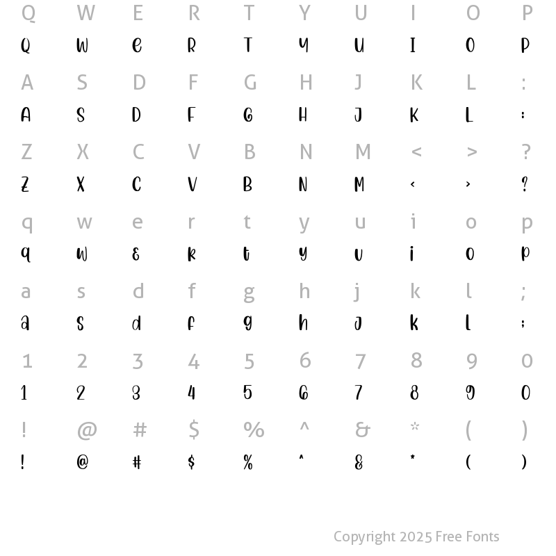 Character Map of HelloGirly Regular