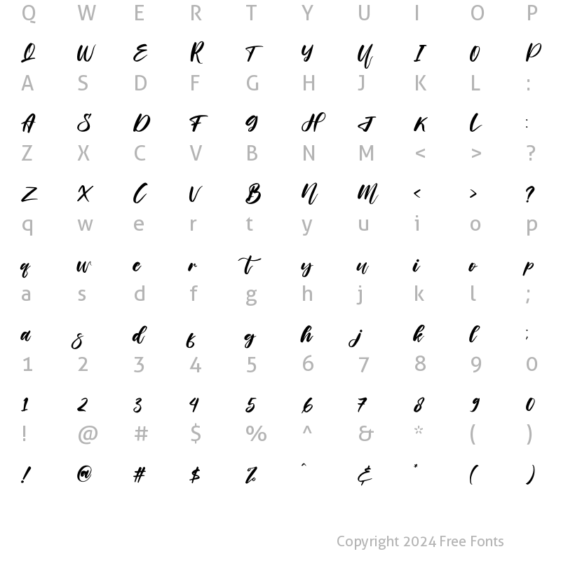 Character Map of Helloria Abigail Regular