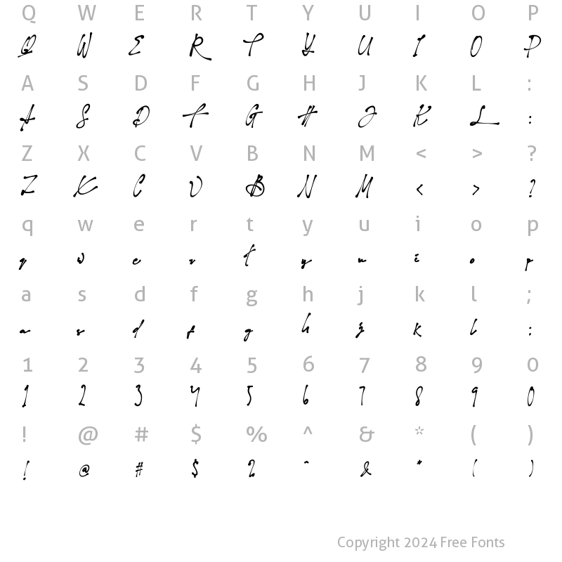 Character Map of Hellosta Regular