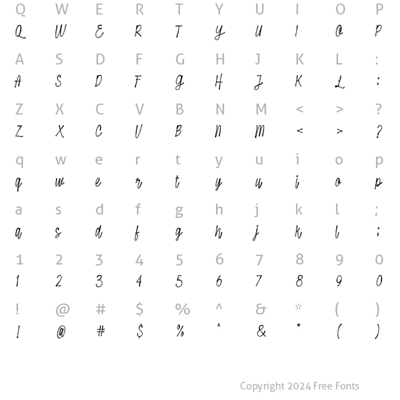 Character Map of Hellow Regular