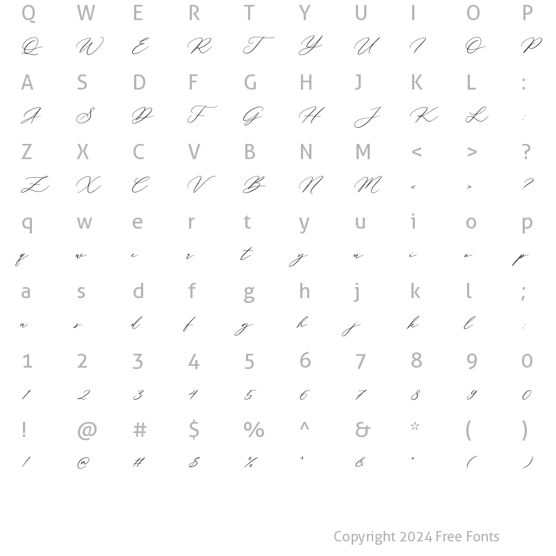 Character Map of Hellow Script Regular