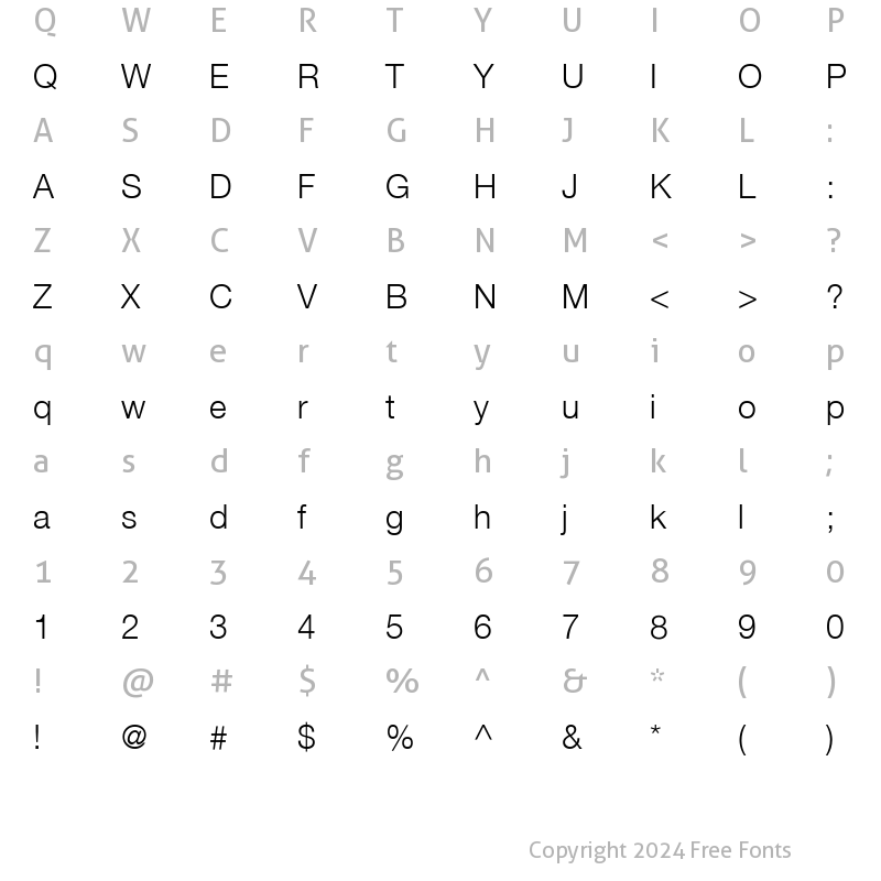 Character Map of Helvetica 45 Light Regular