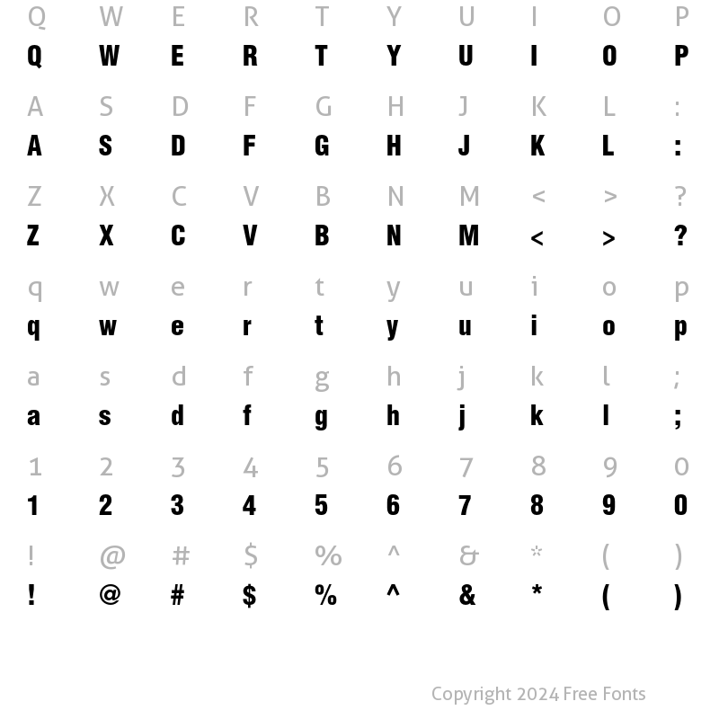 Character Map of Helvetica Black Condensed