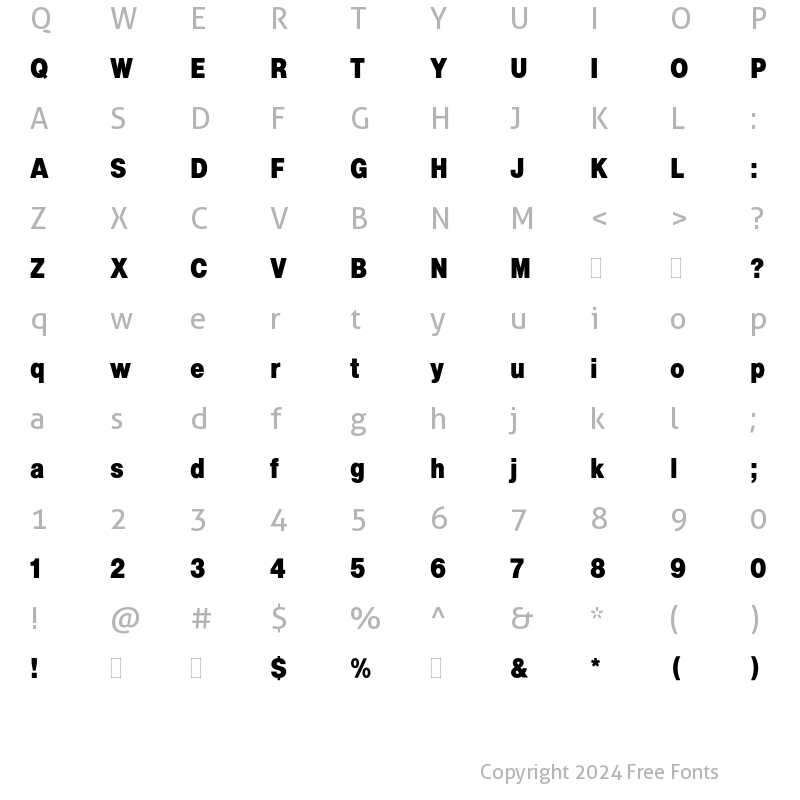 Character Map of Helvetica Bold Condensed Plain Regular