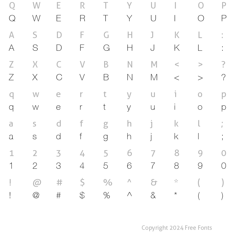 Character Map of Helvetica CE 35 Thin Regular