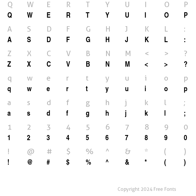 Character Map of Helvetica CE Bold Narrow