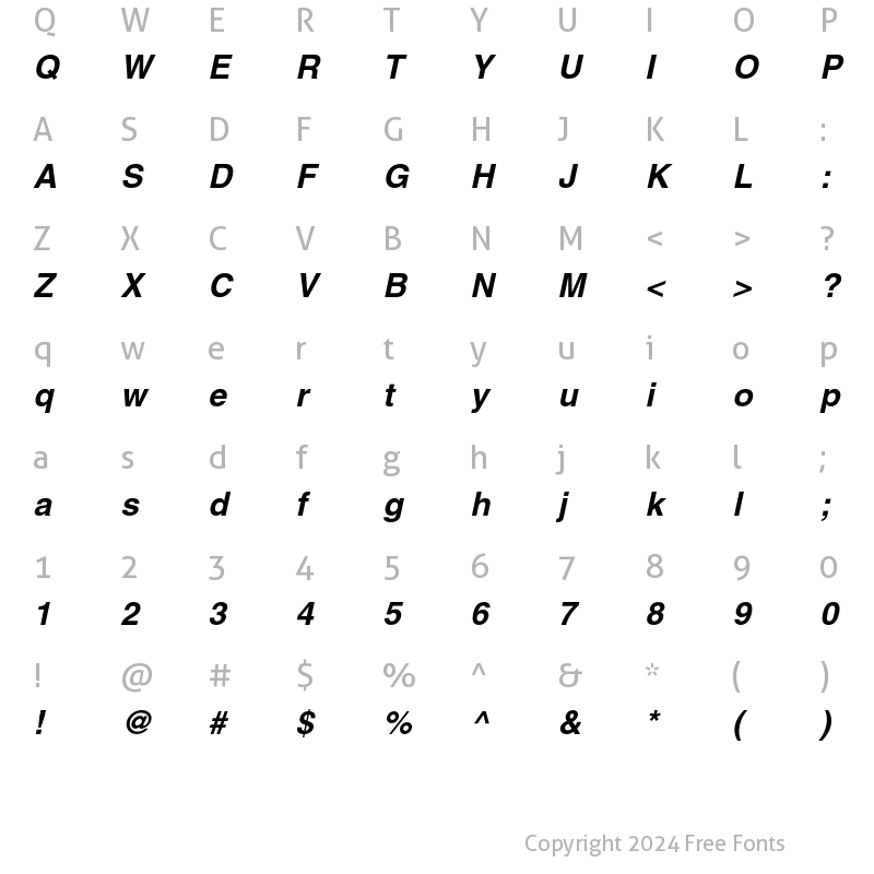 Character Map of Helvetica CE Bold Oblique