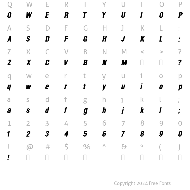 Character Map of Helvetica Condensed Destressed