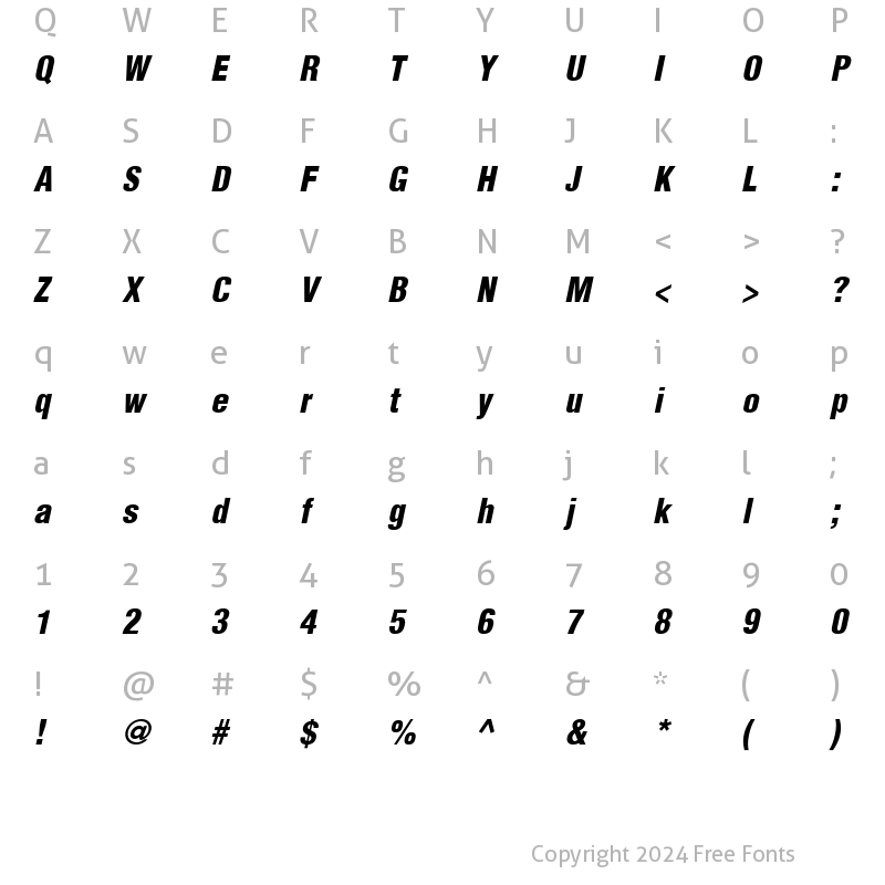 Character Map of Helvetica-CondensedBlack BlackItalic