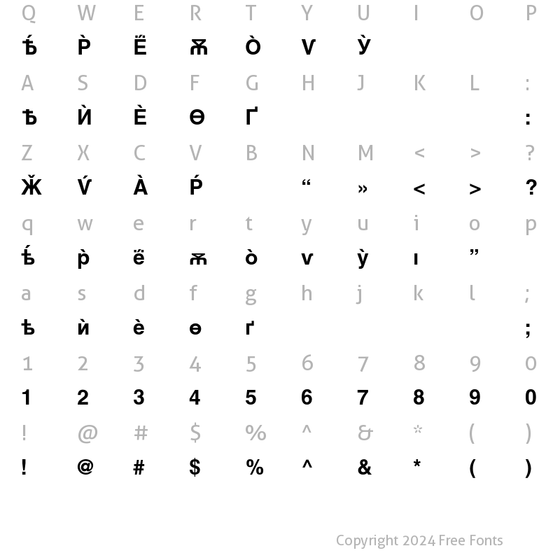 Character Map of Helvetica Cyrillic A Bold