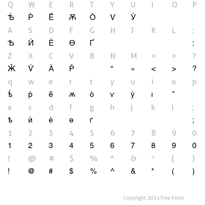 Character Map of Helvetica Cyrillic A Upright Regular