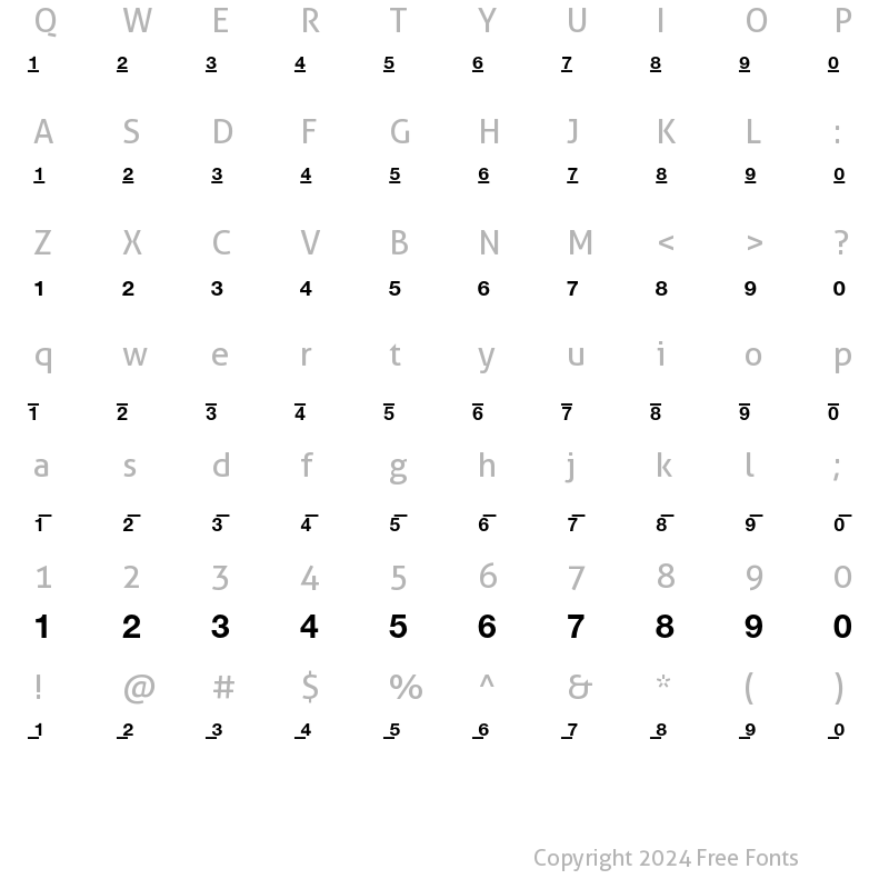 Character Map of Helvetica Fractions Bold