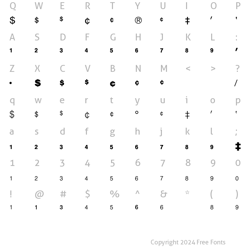 Character Map of Helvetica Fractions BQ Regular