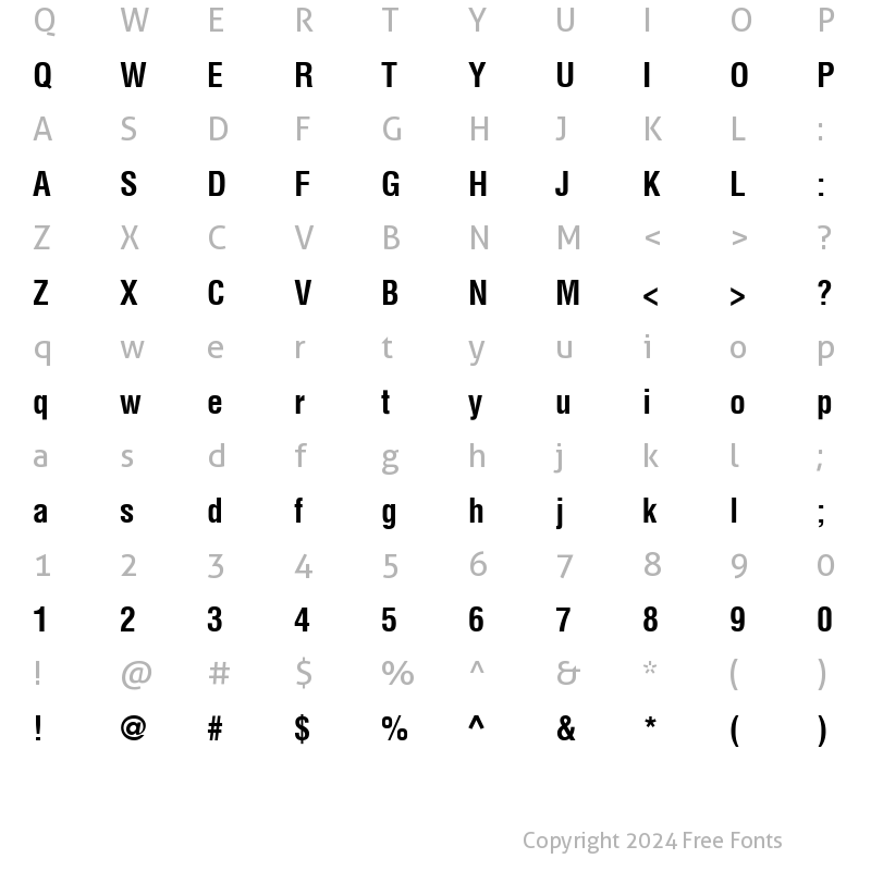 Character Map of Helvetica LT Condensed Bold