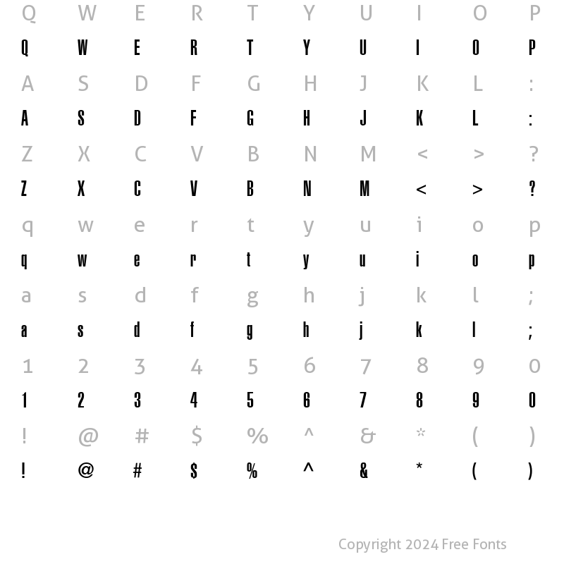 Character Map of Helvetica LT UltraCompressed Regular