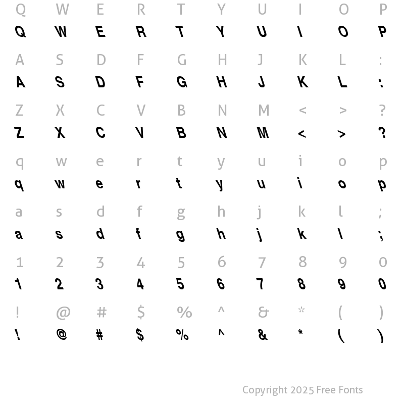 Character Map of Helvetica-Narrow-Bold Lefty Regular