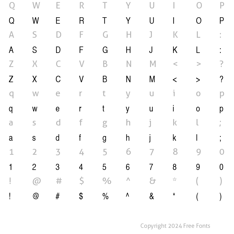 Character Map of Helvetica Narrow CE Regular