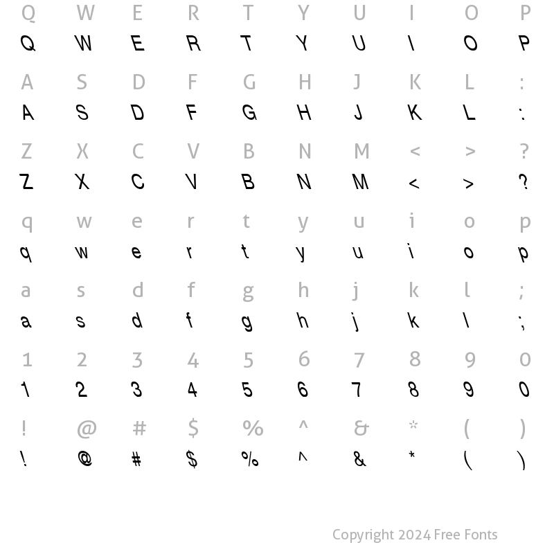 Character Map of Helvetica-Narrow Lefty Regular