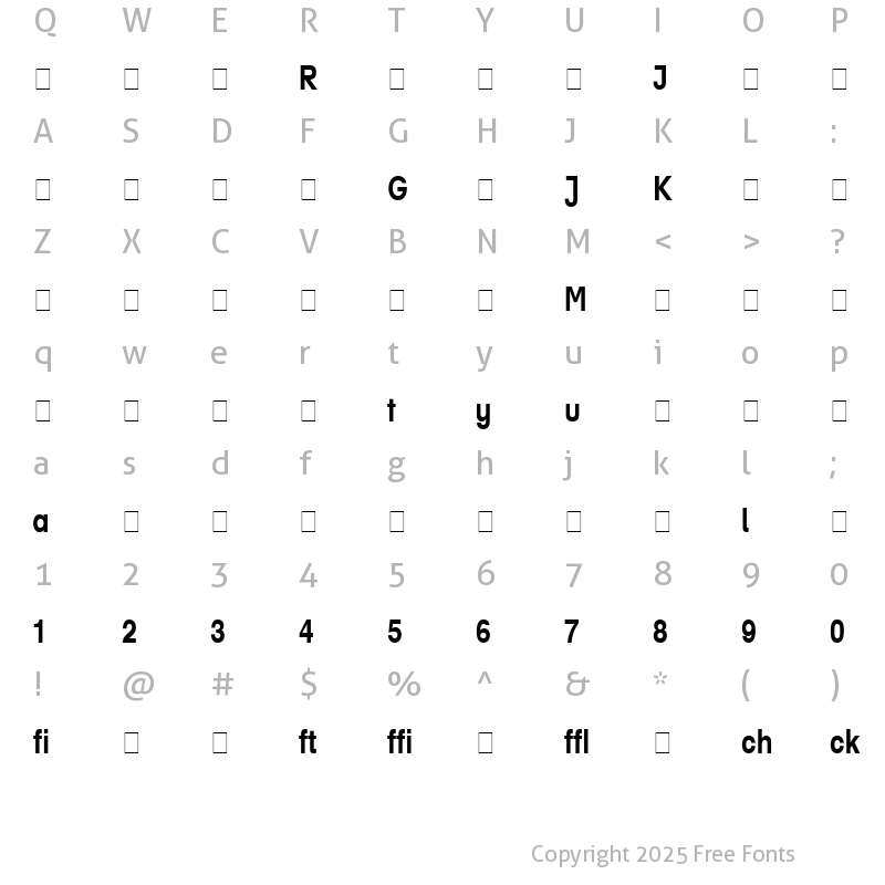 Character Map of Helvetica Narrow Profi Bold