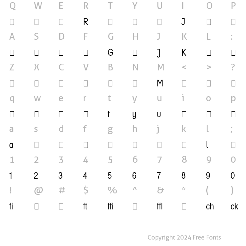 Character Map of Helvetica Narrow Profi Regular