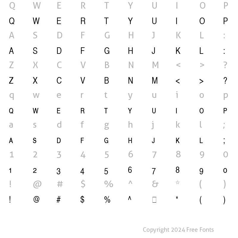 Character Map of Helvetica Narrow SC Regular