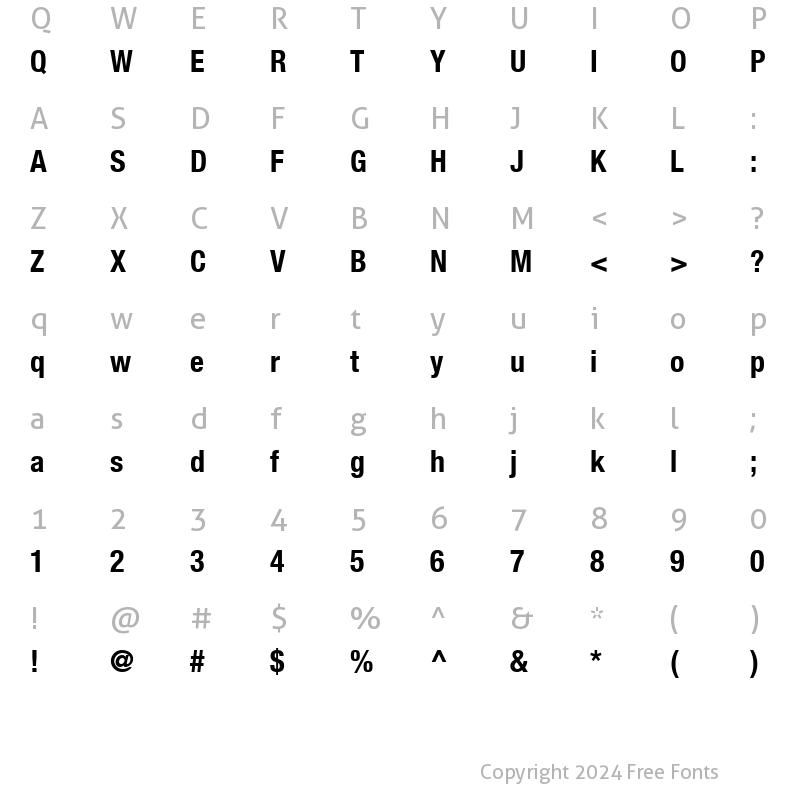 Character Map of Helvetica Neue LT Com 77 Bold Condensed
