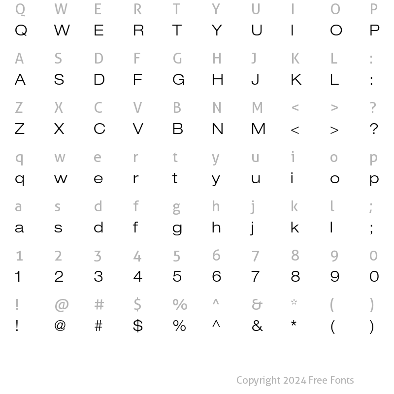 Character Map of Helvetica Neue LT Pro 43 Light Extended