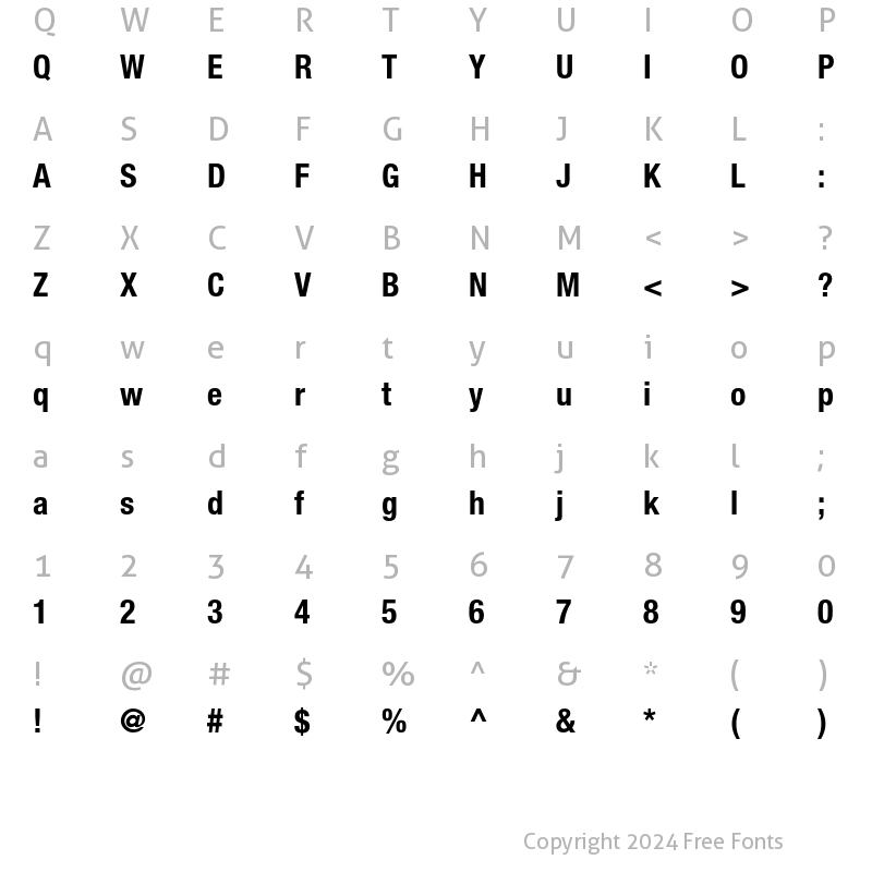Character Map of Helvetica Neue LT Pro 77 Bold Condensed